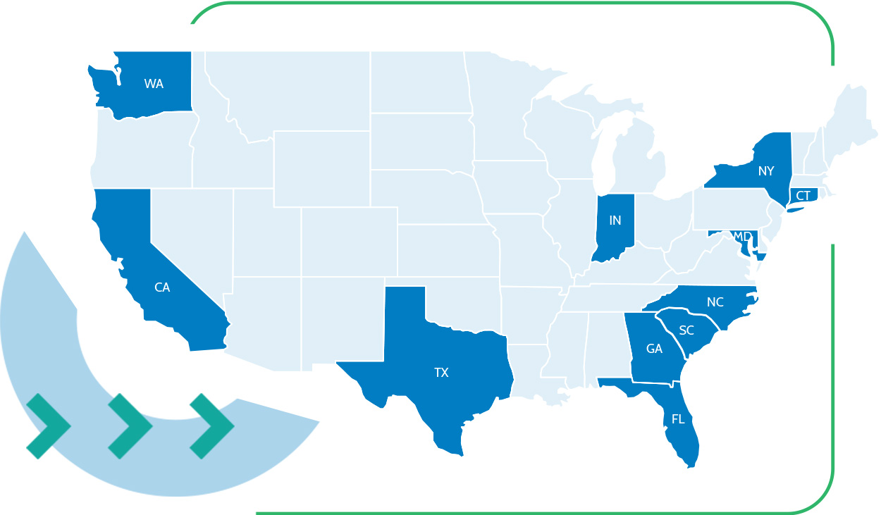 US map of LSL locations LSL warehouse locations